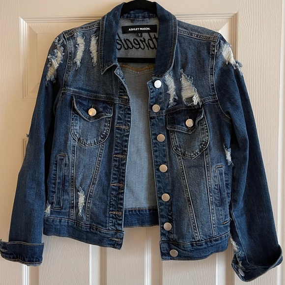 Ashley Mason Distressed Heartbreaker Denim Jacket (size M) - Picture 1 of 5